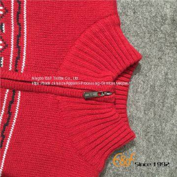 Zipper Half Turtleneck Sweater With Snowflake Pattern photo-3