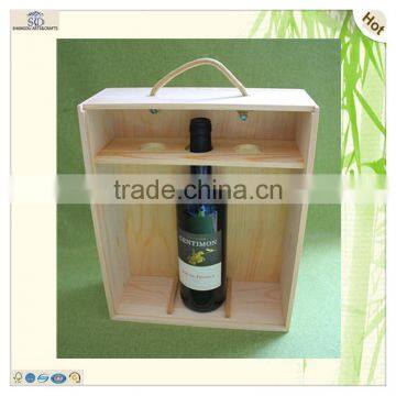 Laser Engraved Slide Top Wooden Display 3 Bottles Wine Box photo-4