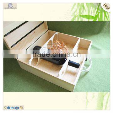 Light Four Bottles Wine Beer Gift Packing Wood Box photo-5