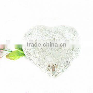 Christmas Decor Silver Mosaic Crackle Glass Heart Mirror