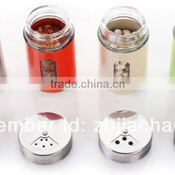 colored glass stainless steel coating cruet/seasoning pot