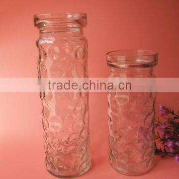 clear relief pillar glass flower pot