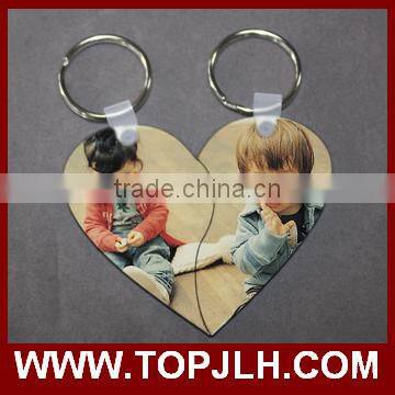 Hot selling sublimation couple lovers' MDF half heart keychain