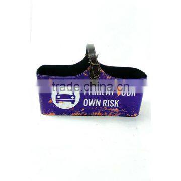 Car Print Faux Leather Magazine Basket With Handle-Purple photo-2