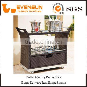 Multi-Function Cocktail Rattan Bar Set With Wheel