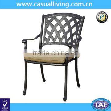 Outdoor Garden Patio Cast Aluminum Single Armchair with Seat Cushion