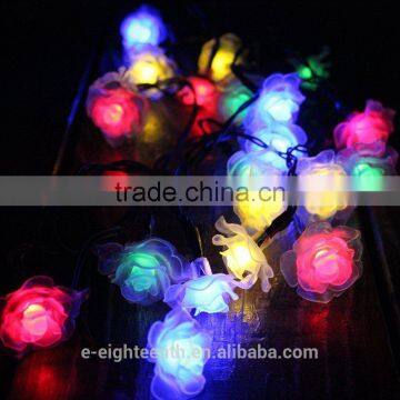 2016 new hot sale Multicolor Rose string lights solar garden lights 20led outdoor Fairy Light