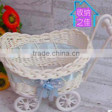 Flower Basket Trolley ;Weave Basket;trolley photo-2