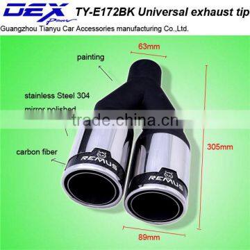 high quality auto part stainless steel 304 and carbon fiber universal double exhaust tip