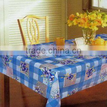 2014 Designed Printed PVC table cover with nonwoven or falannel back & PVC clear, Direct factory/Manufactory supply/industrial