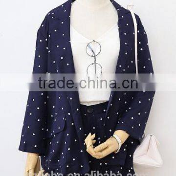 Fashion coat ,Female fashion long sleeve white spot suit