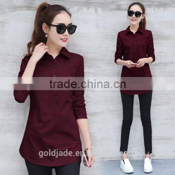 Latest Fashion Long Sleeve Ladies Blouse Designs for Fat Ladies photo-3