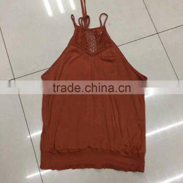 Women lace orange tank top stock clothing