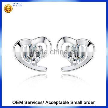 925 Sterling Silver High Polished Plated Heart Earrings photo-3