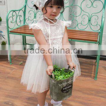 Baby Clothes Wholesale Hot Sale Chiffon Cheap 2017 Baby Clothing Children's Boutique Sleeveless Summer White Flower Girl Dress photo-2