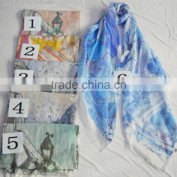 2017 Fashion New Popular Chiffon Print Lady Shopping Summer Voile Scarf 100%viscose photo-4