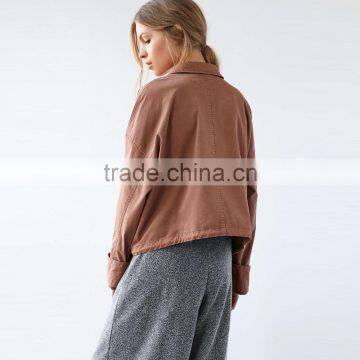 Plain Girls Jacket Loose Style Fashion Design With Zipper photo-2