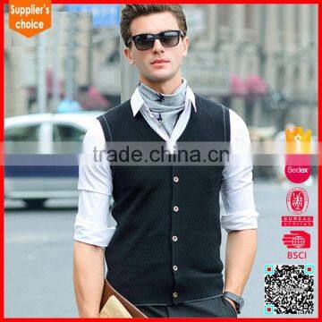 2017 Hot selling v neck merino wool vest fancy mens knitted wool vest