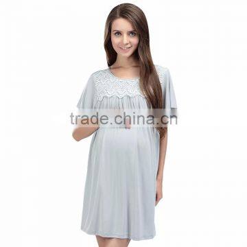 Ladies Maternity Summer Outlet Dress Lace Atheleisure Nursing Clothing Hit color Hide Breastfeeding Opening Skirts