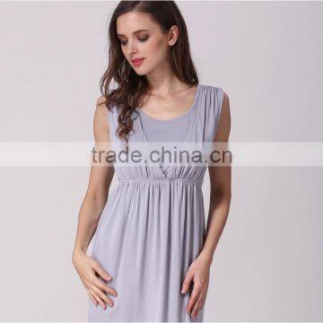 Comfortable Cotton Stretch Maternity Loose Dress Pregnant Clothes Low MOQ Breastfeeding photo-6