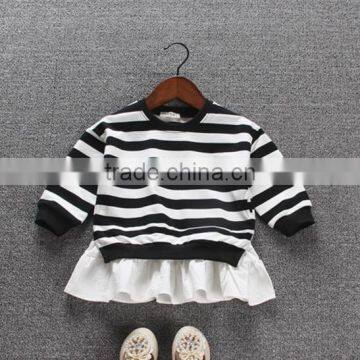 Striped Skirt Autumn New Korean Baby Skirt Spring and Autumn Children Stitching Lotus Leaf Dress photo-2