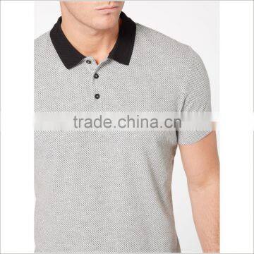 Customized Printed Logo Design Short Sleeve Grey Men Polo T Shirt In Black Collar photo-4