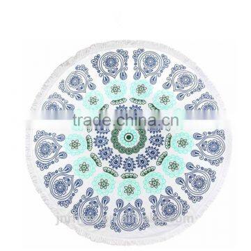 100%cotton Printed Round Beach Towel With Tassels photo-3