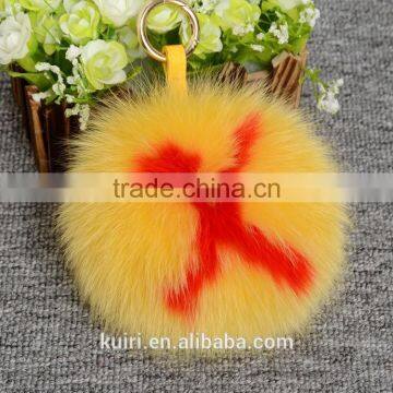 Classic Letter Fur Keychain Super BIg 15cm Fox Fur Pompoms From A to Z Keychains Real Fur Keychain Handbag Accessories photo-2