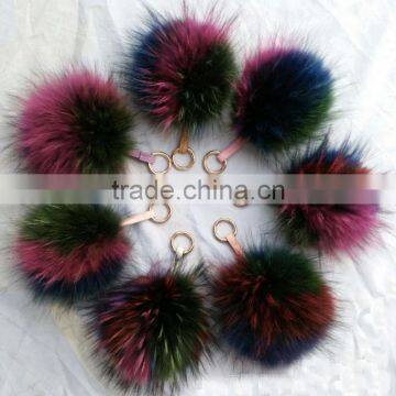Myfur Natural Dyed Random Unique Colorful Fur Pom Pom Key Chain Bag Accessory photo-6