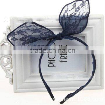 Black Lace Bow Rabbit Ear Hair Bands photo-5