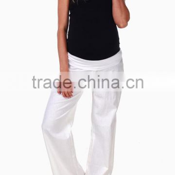 MATERNITY WEAR WHITE LINEN MATERNITY PANTS