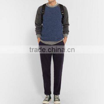 Top Selling 100% Wool Made Sweater Men With Ribbed Trim and Hem Man Wool Sweater Design photo-2