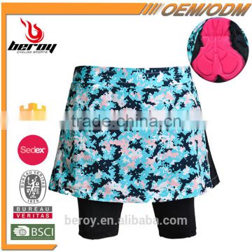 BEROY 2016 New Women Quick Dry Camo Bike Short Skirts, Custom Padded Cycling Skorts