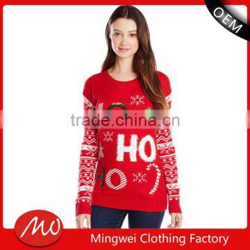 Juniors ugly christmas custom funy print jacquard sweater for wholesale