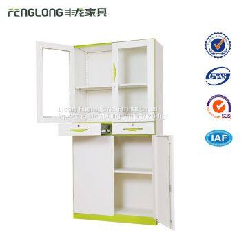 Modern and Hot Luoyang 2 Glass Doors Office Metal Filing Cabinet With Shelf and Drawers photo-4