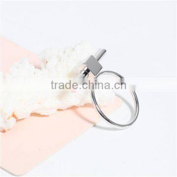 Copper Unadjustable Rings Silver Tone Cube photo-2