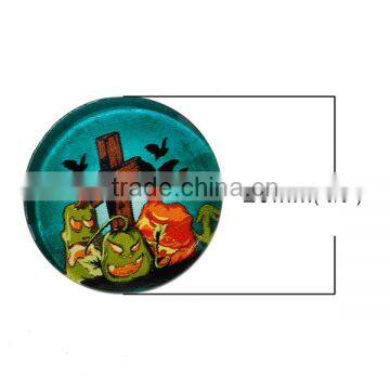 Glass Dome Seals Cabochons Round Flatback Multicolor Halloween Pumpkin Bat Pattern Transparent 20mm Dia photo-2