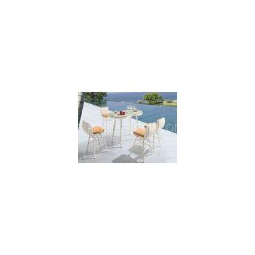 Unique 5 Piece Patio Bar Set White Rattan Garden Furniture with Glass Table