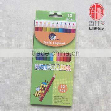 7'' 12 pcs Plsstic color pencil in color box