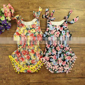 Wholesale newborn baby outfit toddler girls pompom romper M6082506
