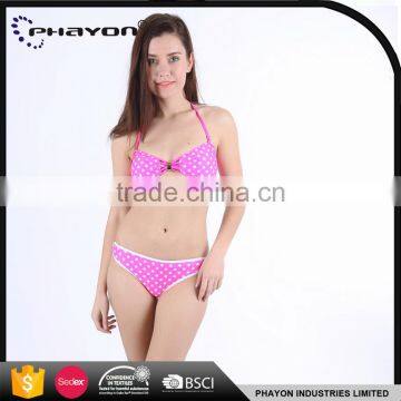 < OEM> brazil laser cut bandeau plain solid color Cross Halter top bikini