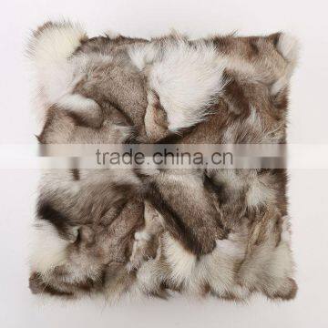 YR175 Luxury Home Textile Patchwork Real Fox Foot Fur Sofa Pillow Throw Cover