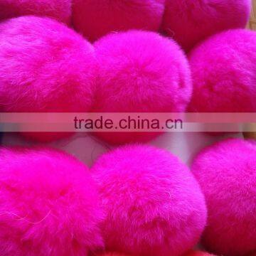 SJ748-01 2016 New Design Pom Pom Fur Balls Genuine 8cm Real Rabbit Colorful Fur Ball Pom photo-2