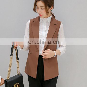 Women Fashion Sleeveless Blazer Long Vest Ladies Autumn blazer designs