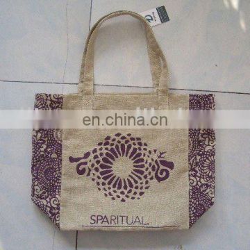 linen hand bag with printing