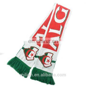 SC-0016 Acrylic soccer scarf custom print knitted jacquard football fan scarf