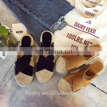 Wholesale Nature Jute Slipper Hemp Rope Womens Summer Slippers Flat