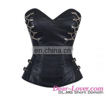 New Style Black Gothic Sweetheart Leather with Thong Sexy Mature Corset