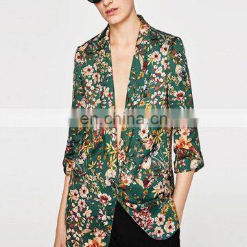 China manufacture floral printed casual customer made blazer women