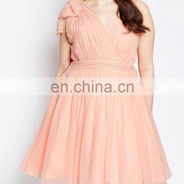 New arrivel chiffon pleats latest midi dress design for ladies